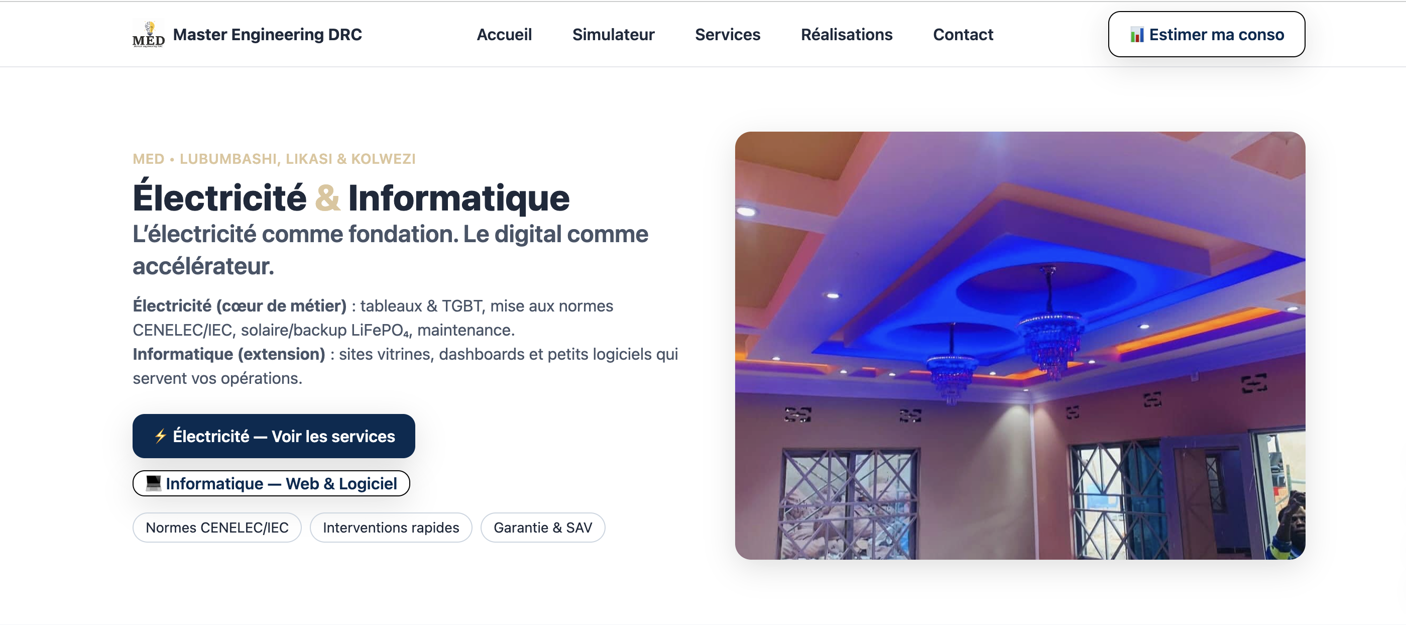 Capture du site vitrine MED
